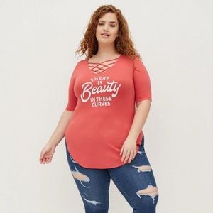 Torrid Super Soft Graphic T-shirt NWT Size 2X Cranberry
